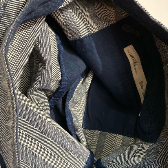 Women's Thirty-One Retro Metro Navy Striped Hobo Cross Body Bag - Picture 10 of 12